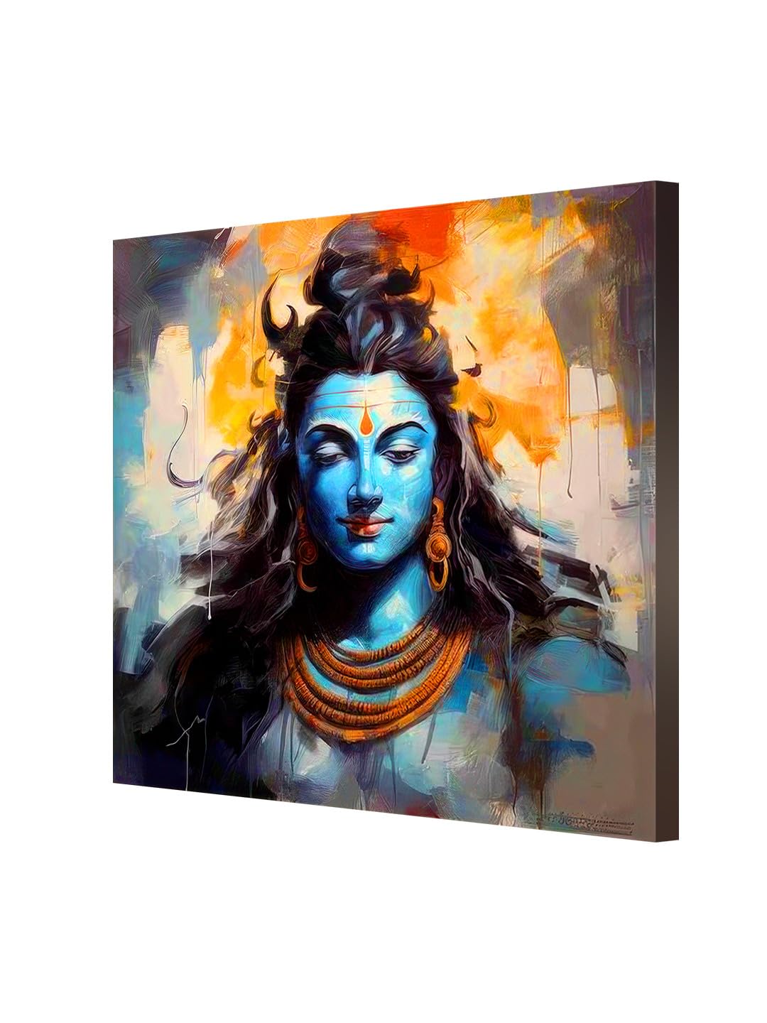 999Store Abstract Shiva Canvas Painting Art: Meditative Lord Shiva Portrait For Contemporary Spiritual Home And Meditation Space